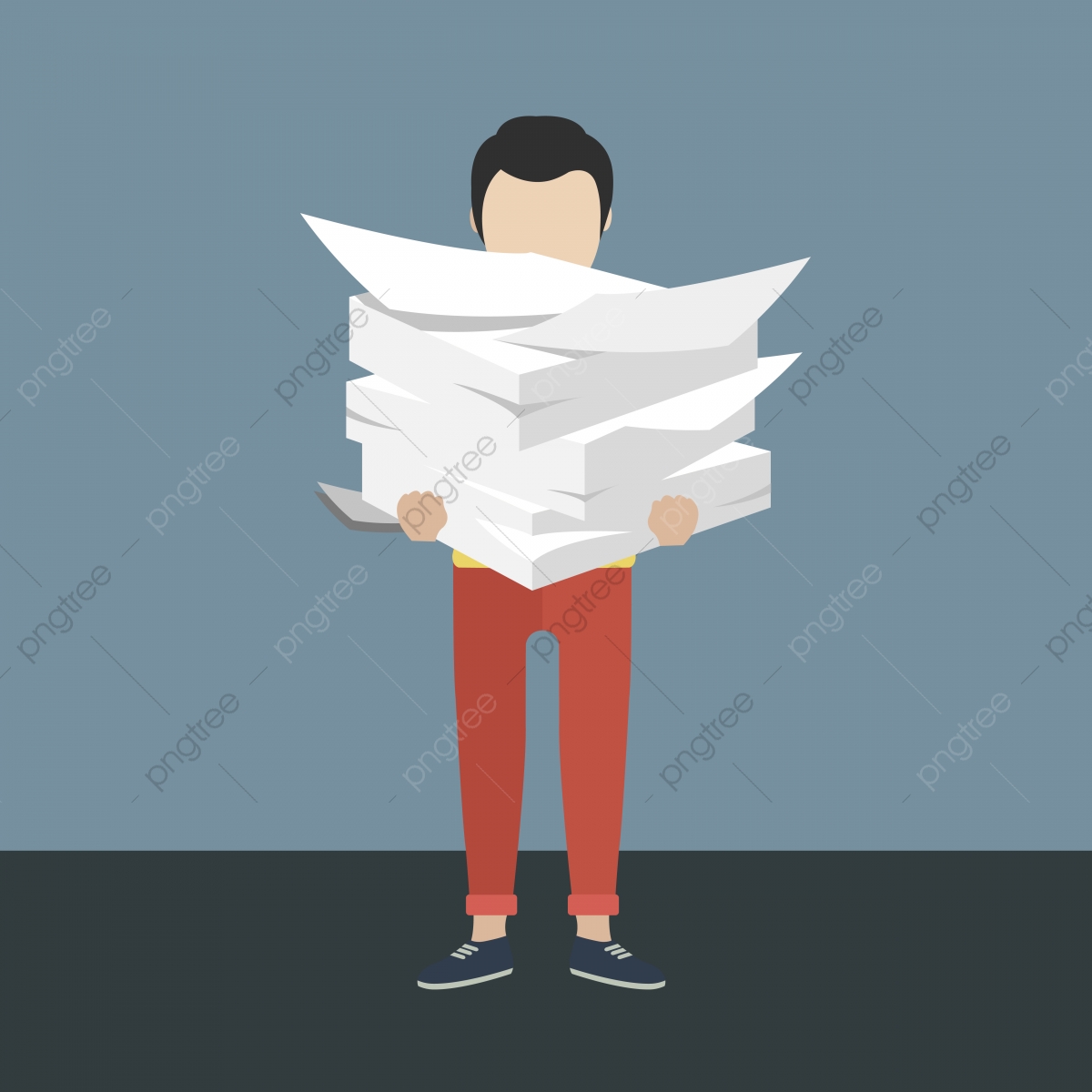 1200x1200 Businessman With Pile Of Paper Business Concept Flat Vector