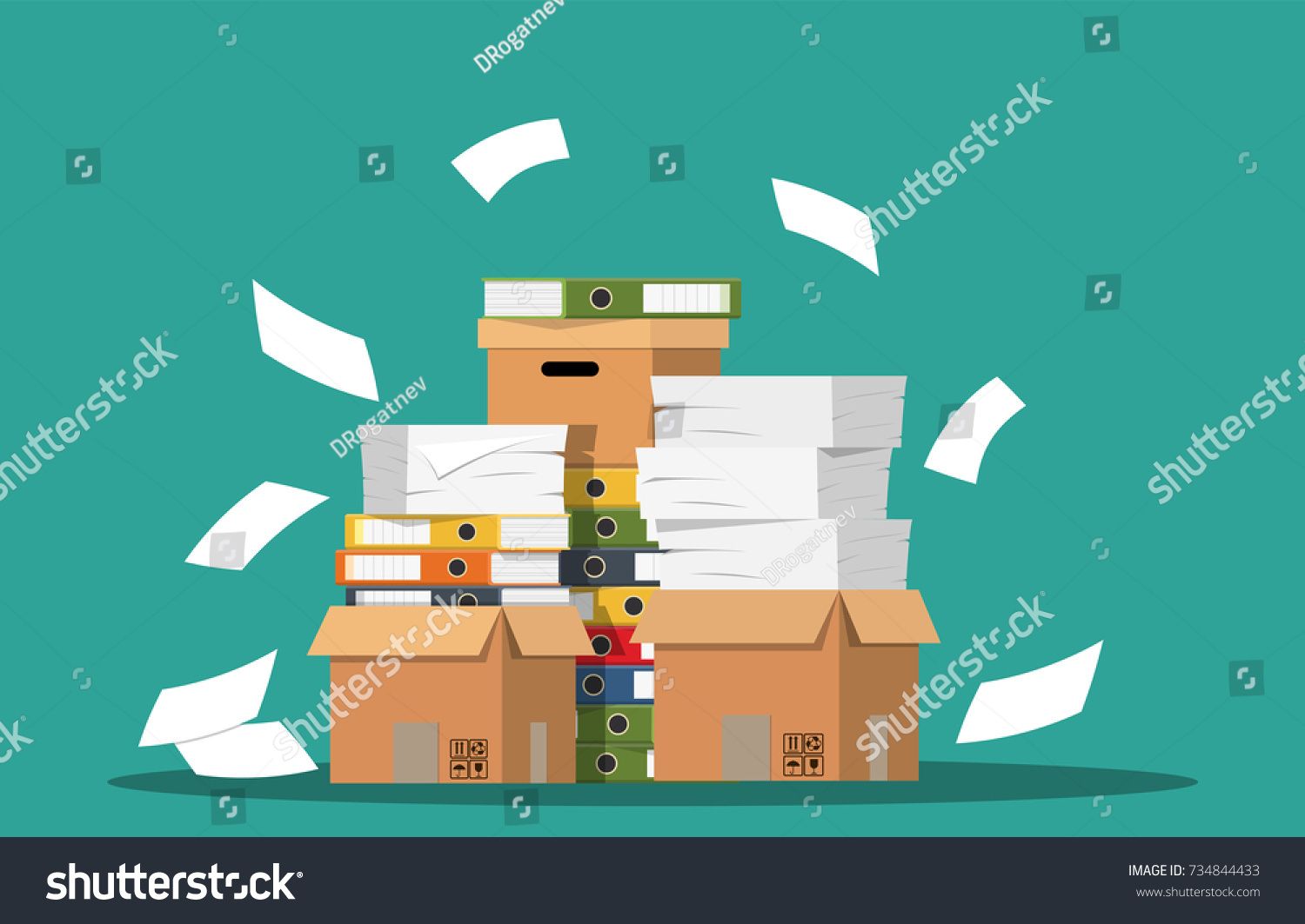 1500x1063 Pile Of Paper Documents And Folders Carton Boxes