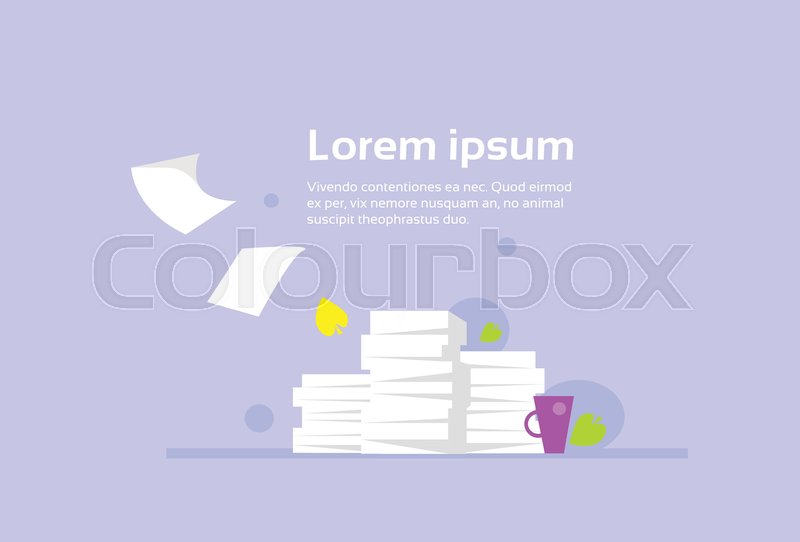 800x542 Stacked Paper Pile Of Documents Banner Stock Vector Colourbox