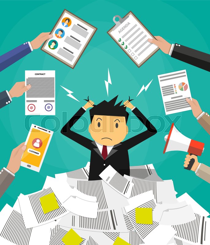 686x800 Stressed Cartoon Businessman In Pile Stock Vector Colourbox