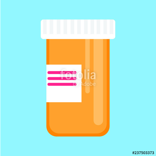 500x500 Pill Bottle For Capsules Flat Style Design Vector Illustration