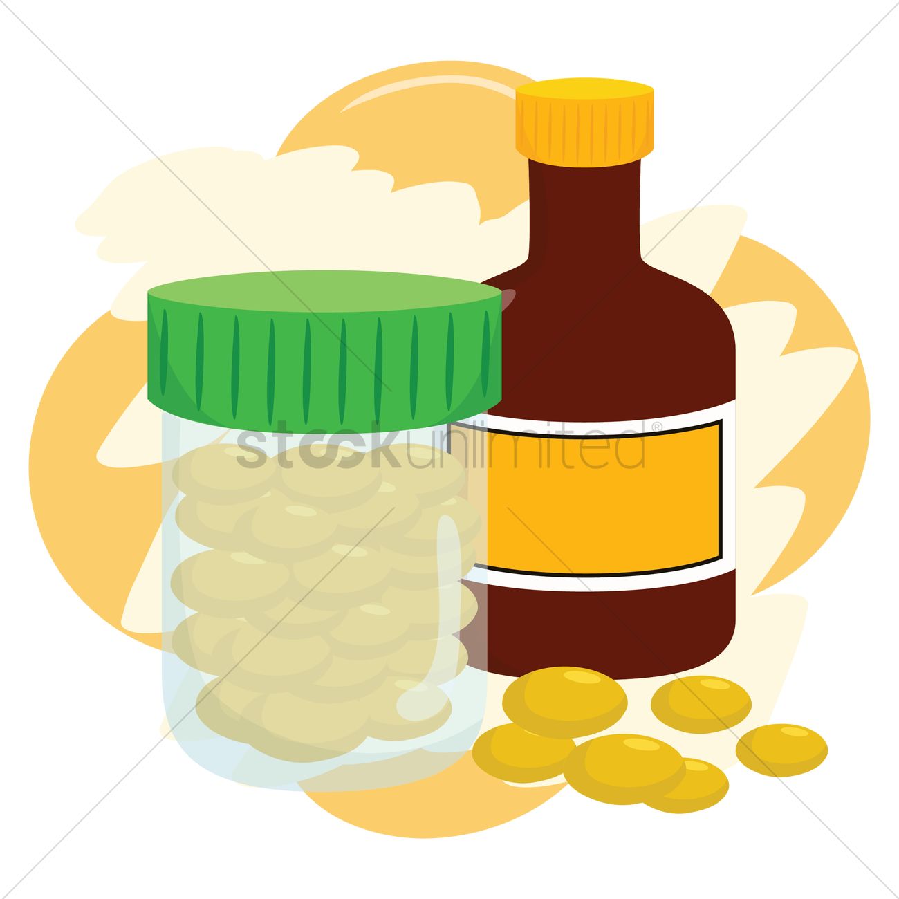 1300x1300 Free Pill Bottle And Antiseptic Bottle Vector Image