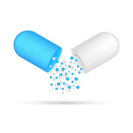450x450 Capsule Pill Small Balls Pouring From An Open Medical Capsule