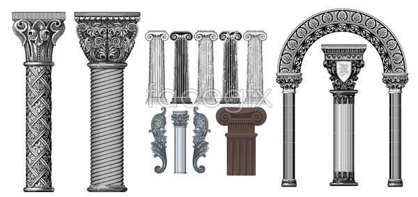 600x283 European Classical Pillars Vector Over Millions Vectors, Stock