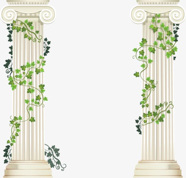 650x620 Vector Hand Painted Pillars And Flower Vine Athens Greece