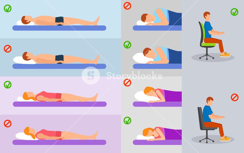 1000x629 Orthopedic Pillow Banner Concept Set Flat Illustration