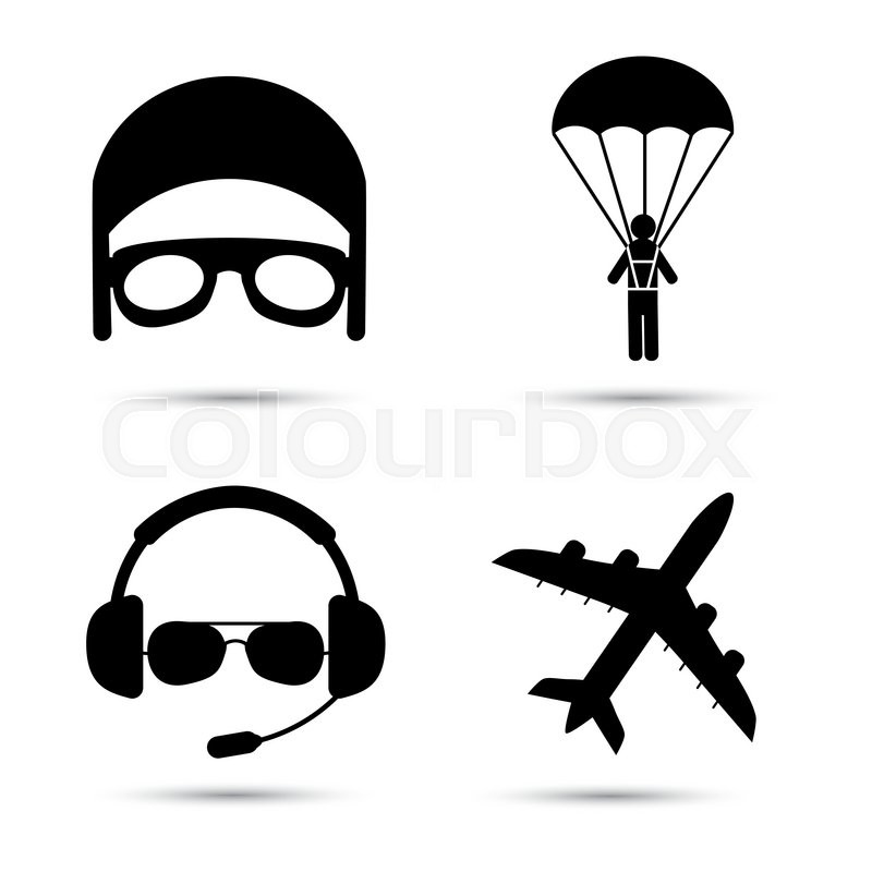 800x800 Skydiver On Parachute, Pilot, Airplane Stock Vector Colourbox