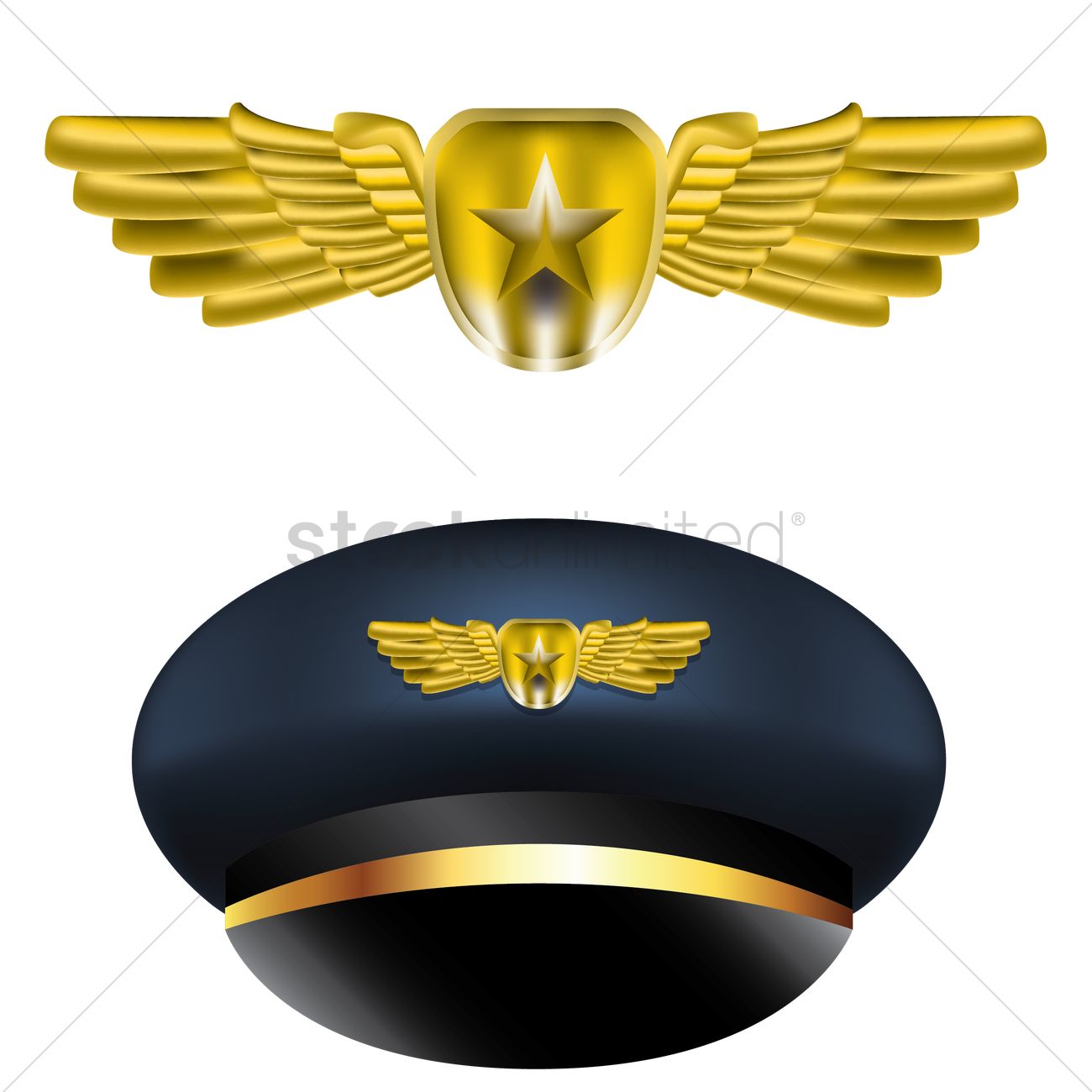 1300x1300 Pilot Cap And Wings Vector Image