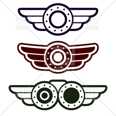 400x400 Steampunk Style Aviation Round Emblems With Wings Vector Image
