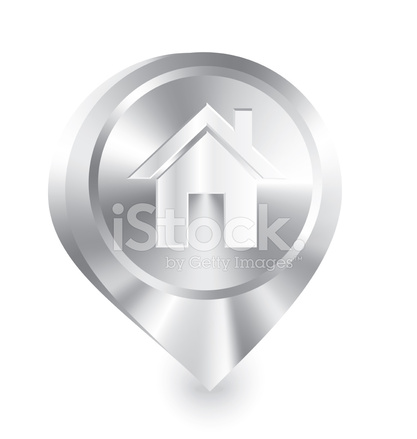 417x439 Home Icon Metal Drop Pin Vector Stock Vector