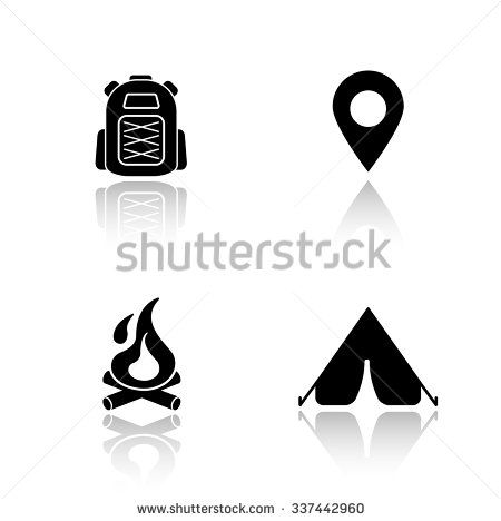 450x468 Camping Drop Shadow Icons Set Hiking Backpack, Map Pin Mark