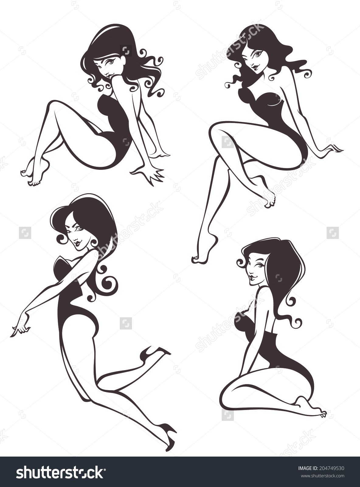 Pin Up Girl Silhouette Vector At Collection Of Pin Up