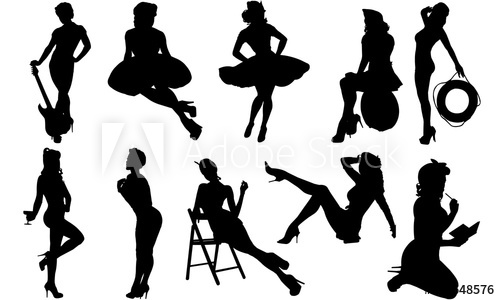 500x300 Pinup Girls Silhouette Sexy Model Vector Retro Attractive