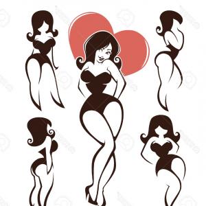 300x300 Sexy Pin Up Woman Black And White Vector Silhouette Gm Soidergi