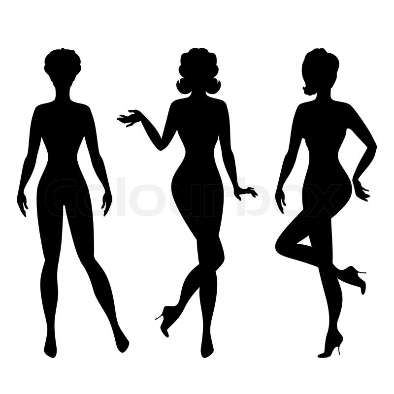 800x800 Silhouettes Of Beautiful Pin Up Girls Stock Vector Colourbox