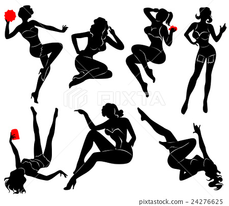 450x405 Vector Silhouette Of Pin Up Girls