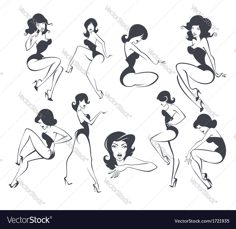 Pin Up Girl Vector Group With Items 1000x969 Pin Up Girl Vector Group With Items