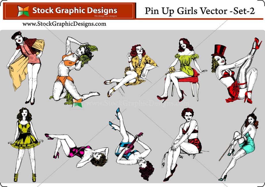 Pin Up Girls Vector Set Vector Photoshop Brushes Stock 919x650 Pin Up Girls Vector Set Vector Photoshop Brushes Stock