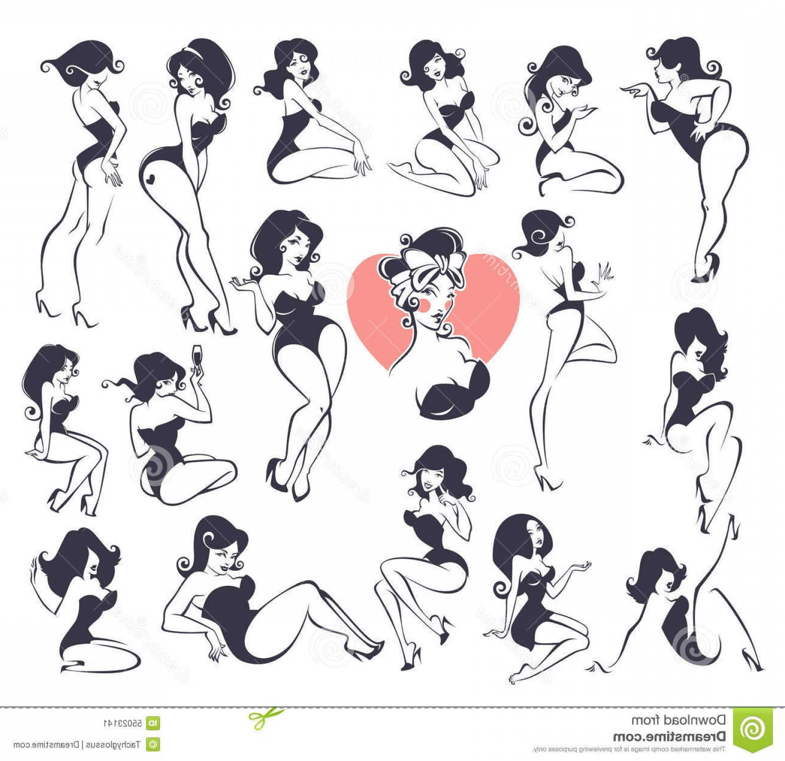 Stock Illustration Large Pinup Collection Girl Vector Image Soidergi 1560x1512 Stock Illustration Large Pinup Collection Girl Vector Image Soidergi