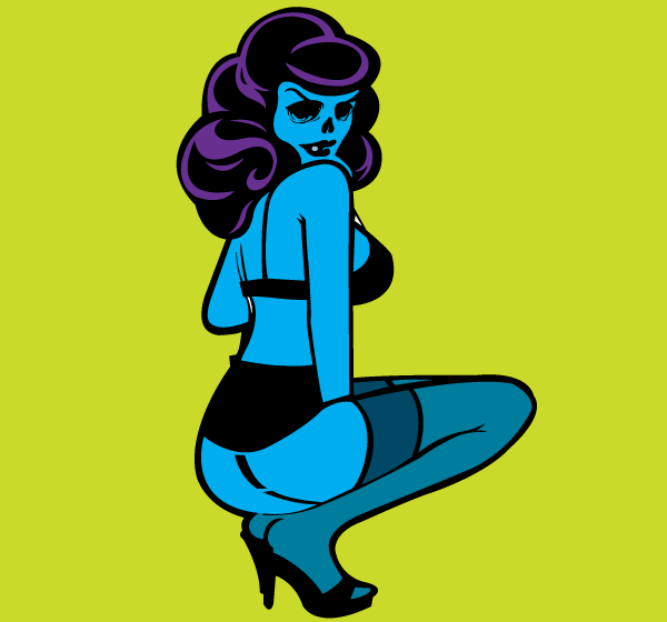 Zombie Pin Up Girl Vector Image 600x560 Zombie Pin Up Girl Vector Image