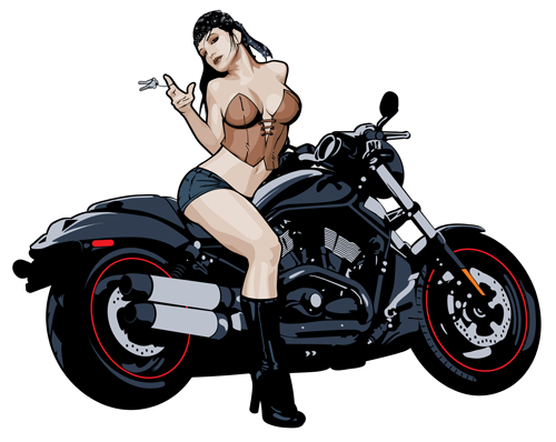Vector Pin Up Girl On Motorcycle 500x398 Vector Pin Up Girl On Motorcycle