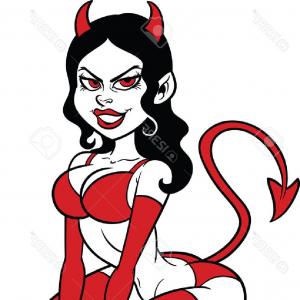 300x300 Photostock Vector Devil Woman Pin Up Vector Clip Art Illustration