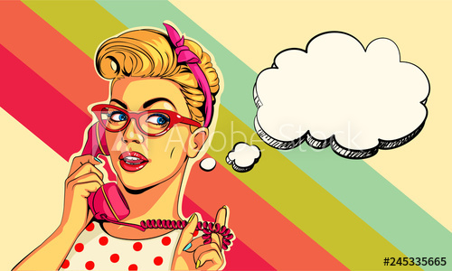500x300 Beautiful Pin Up Girl On Telephone Vector Illustration In Pop Art