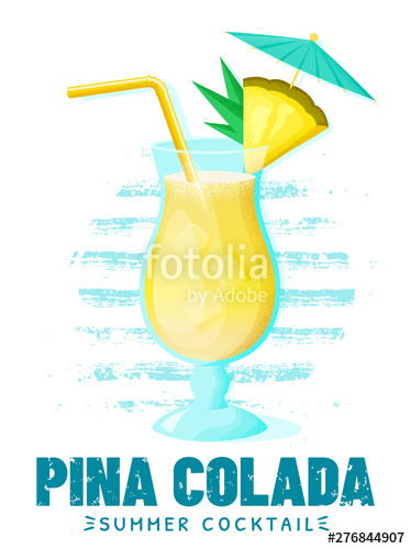 374x500 Pina Colada Cocktail With Pineapple Vector Illustration Stock