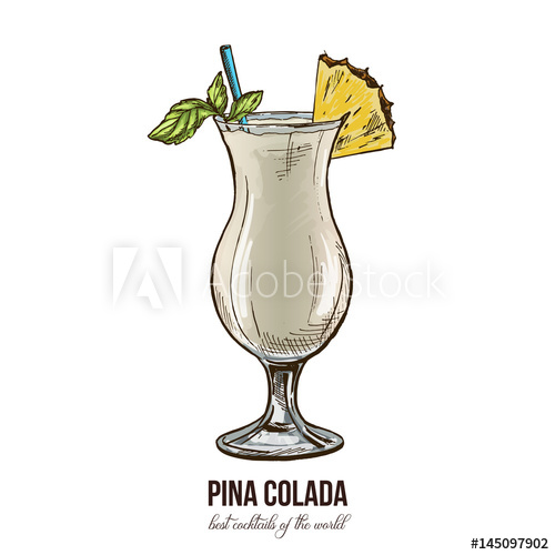 500x500 Pina Colada Cocktail, Vector Illustration
