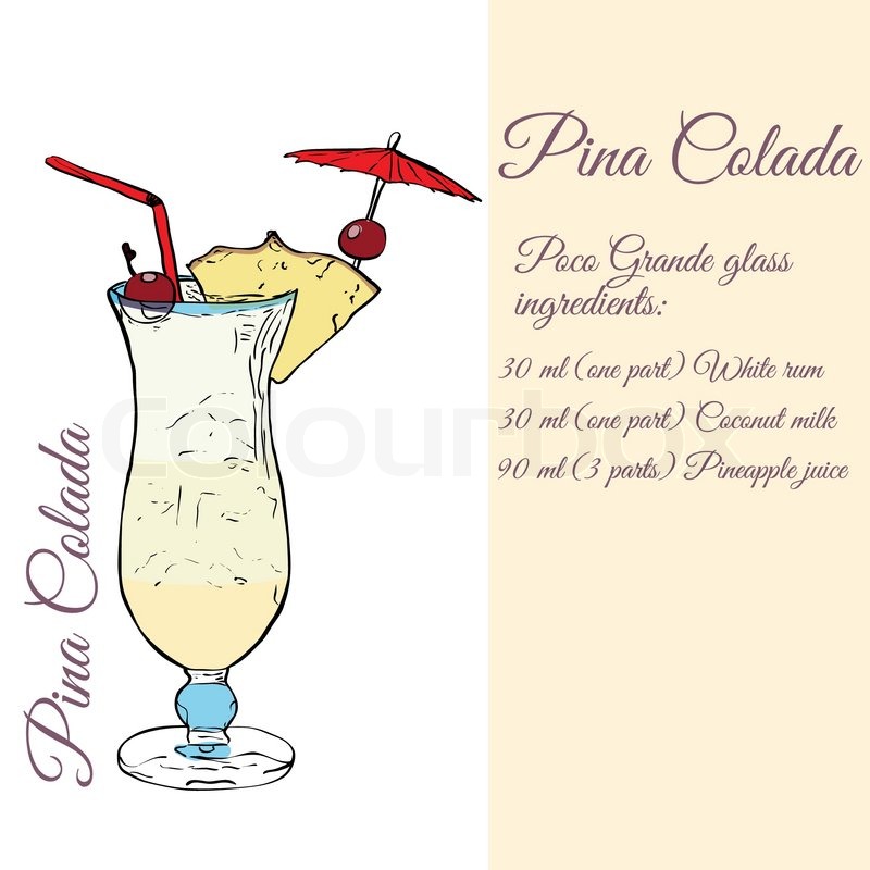 800x800 Pina Colada Cocktails Vector Stock Vector Colourbox