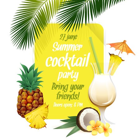 450x450 Vector Illustration Beach Tropical Cocktail Pina Colada