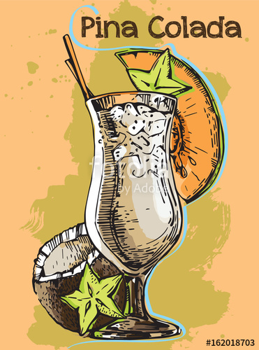 371x500 Vector Image Of Summer Cocktail Pina Colada Stock Image