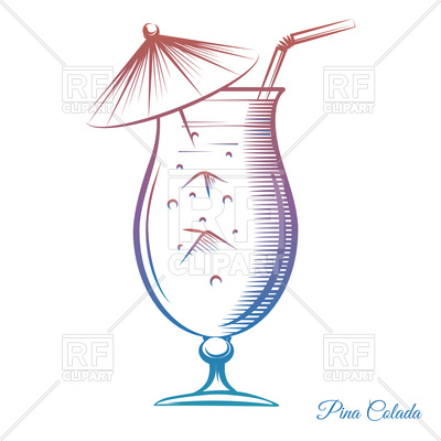 400x400 Colorful Cocktail Pina Colada In Glass Vector Image Of Signs