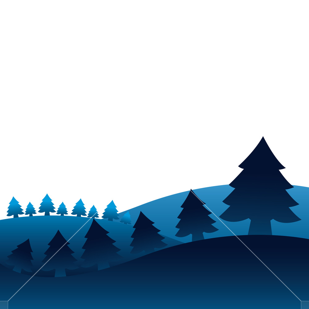 1000x1000 Winter Landscape Pine Trees Forest Vector Illustration Royalty