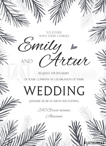Winter Wedding Invite, Invitation Save The Date Elegant Hand Drawn 362x500 Winter Wedding Invite, Invitation Save The Date Elegant Hand Drawn