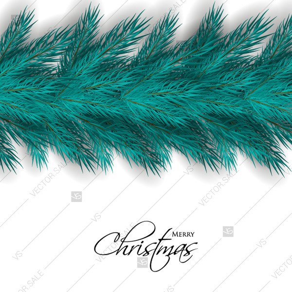 600x600 Merry Christmas Greeting Card With Fir Tree Branch Vector Wreath