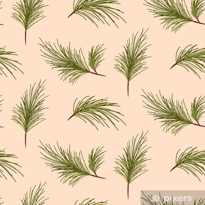 700x700 Pine Tree Branches On Pale Pink Background Seamless Vector Pattern