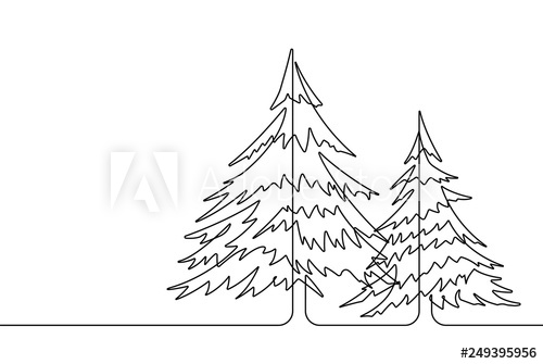 Pine Trees Continuous Line Vector Graphic 500x335 Pine Trees Continuous Line Vector Graphic