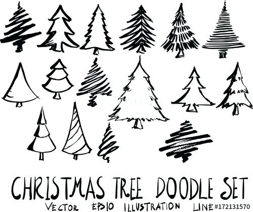 Christmas Tree Line Drawing 500x419 Christmas Tree Line Drawing