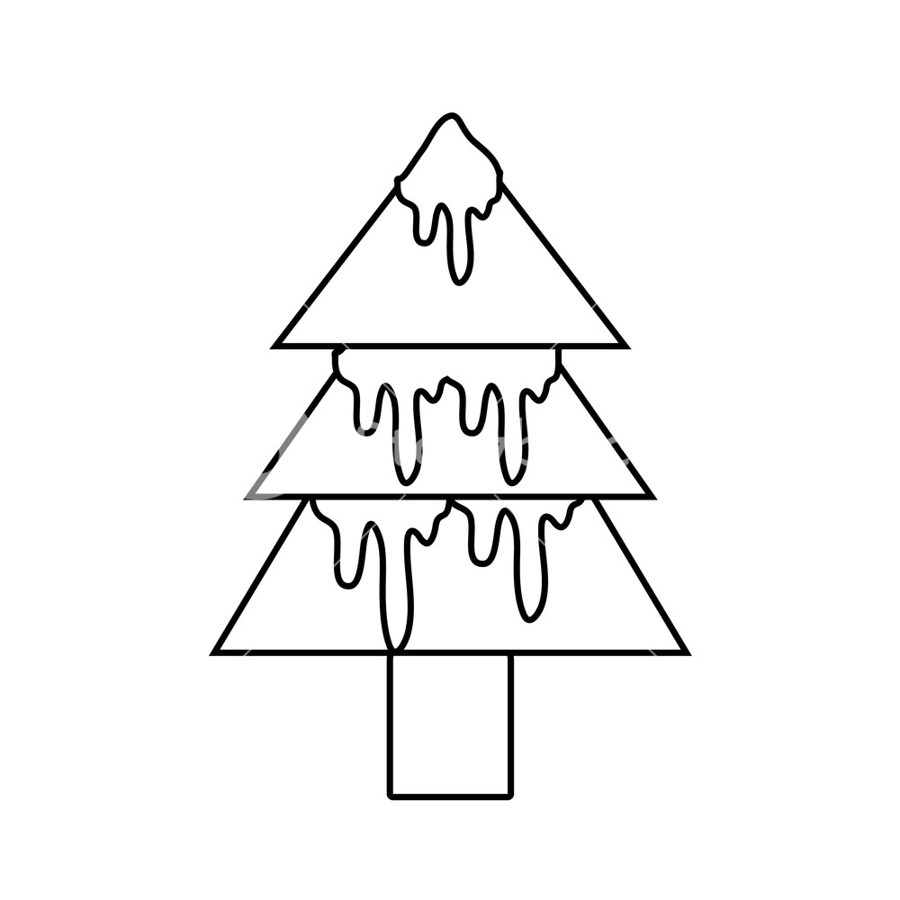 Line Natural Pine Tree With Snow Design Vector Illustration 1000x1000 Line Natural Pine Tree With Snow Design Vector Illustration