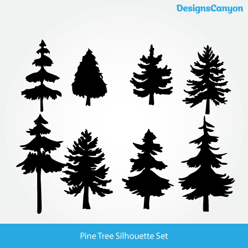 500x500 Pine Tree Silhouette Set Free Vector
