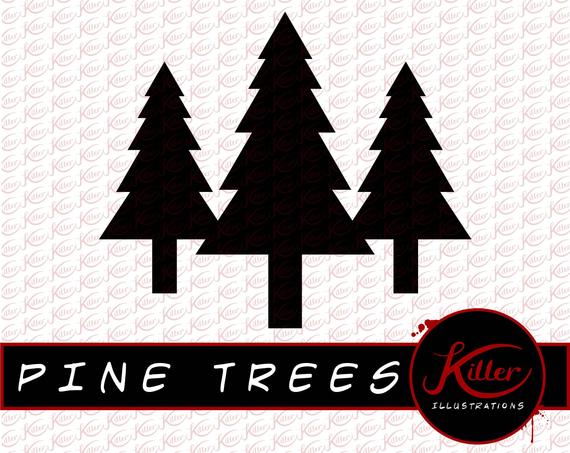570x453 Pine Trees Vector Clip Art Instant Digital Etsy