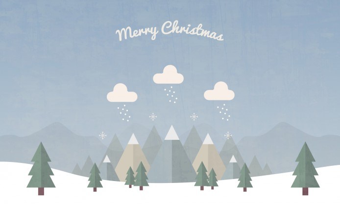 Merry Christmas Snow Falling In Forest With Pine Trees Vector Art 694x417 Merry Christmas Snow Falling In Forest With Pine Trees Vector Art