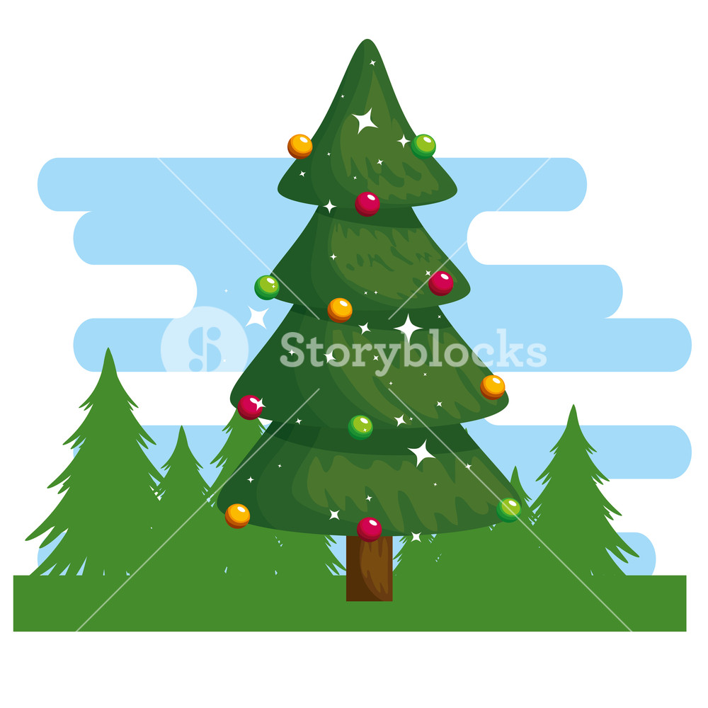 Merry Christmas Pine Tree Vector Illustration Design Royalty Free 1000x1000 Merry Christmas Pine Tree Vector Illustration Design Royalty Free
