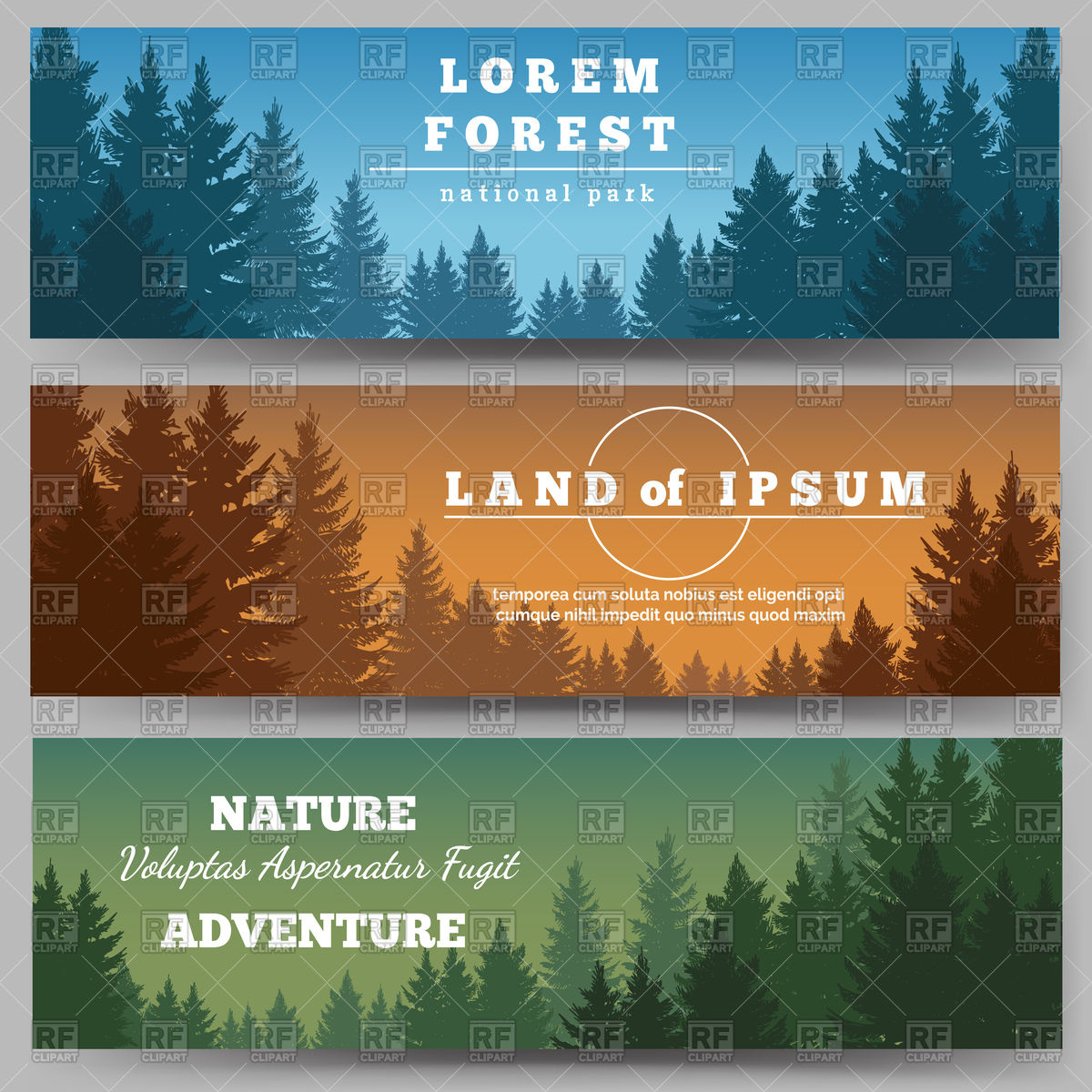 1200x1200 Green Forest Horizontal Banners With Pine Trees Vector Image