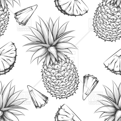 Pineapple Black And White Seamless Pattern Vector Image 400x400 Pineapple Black And White Seamless Pattern Vector Image