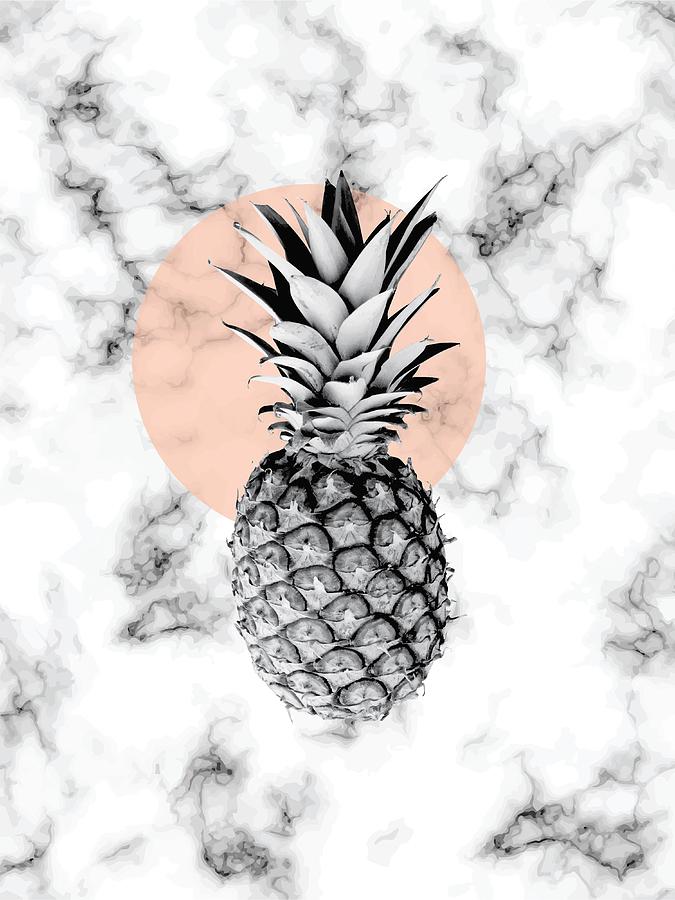 Vector Marble Texture Design With Pineapple, Black And White 675x900 Vector Marble Texture Design With Pineapple, Black And White