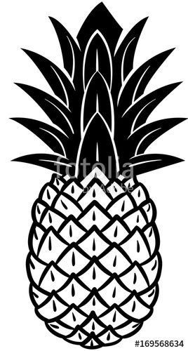 Vector Pineapple Icon In Black And White Silhouette 268x500 Vector Pineapple Icon In Black And White Silhouette