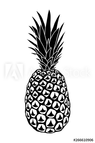 Vector Illustration Of Pineapple, Black Silhouette Isolated 334x500 Vector Illustration Of Pineapple, Black Silhouette Isolated