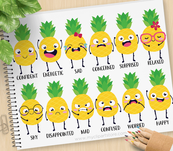 608x532 Pineapple Emotions Clipart Premium Vector Clipart